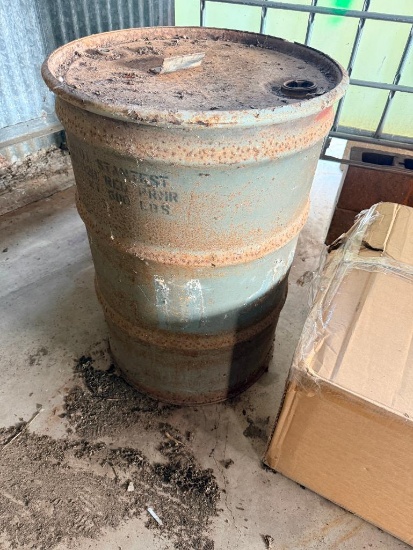 55-Gallon Steel Drum with Unknown Liquid