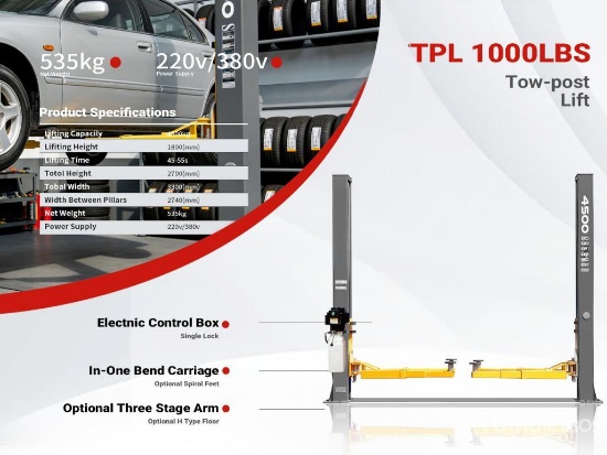 2026 TPL 10,000 LB Two-Post Automotive Vehicle Lift Unused