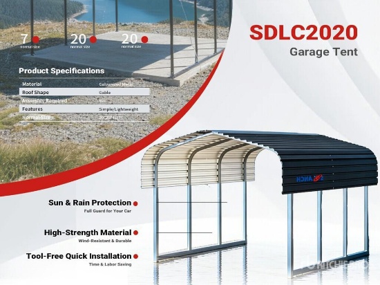 2026 SDLC2020FT 20' x 20' DualShield Metal Carport / Garage Unused / Unassembled
