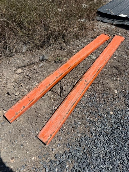 Pair of Used Forklift Fork Extensions Bent
