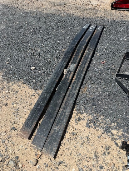 Lot of (3) Heavy-Duty Forklift Fork Extensions Bent