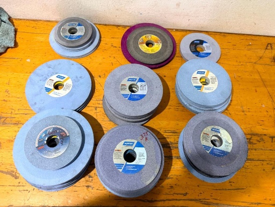 Lot of (43) Norton Industrial Grinding Wheels Assorted Sizes & Types