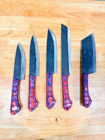 Lot of (5) Assorted Custom Kitchen Knives