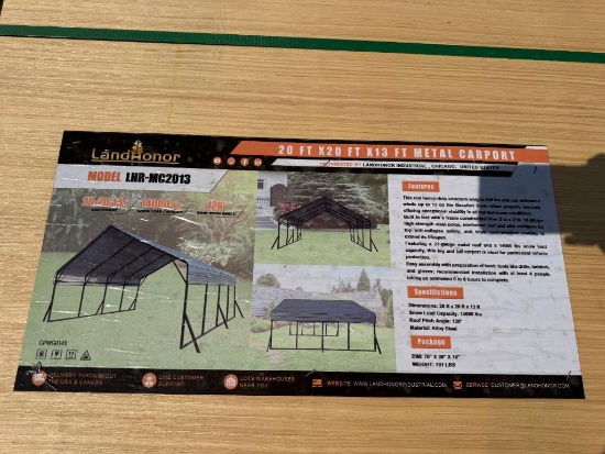 LandHonor LHR-MC2013 20' x 20' x 13' Metal Carport 14,000 lb Snow Load