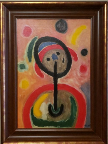 Joan Miró - Oil canvas painting "Attributed" Galerie US