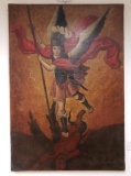 18th Colonial antique oil canvas Gabriel Archangel