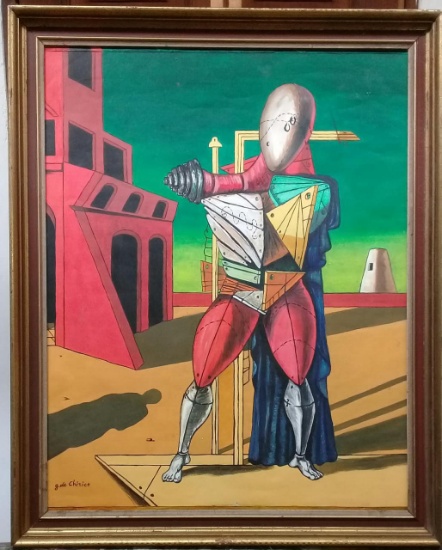 Giorgio De Chirico - Antique Cardboard painting canvas - UNIQUE - COA