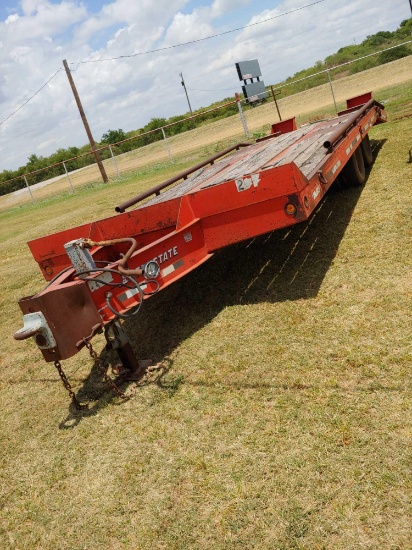 Interstate Flatbed, Heavy Duty, pintle hitch, tandem dual, 19' long with 5' dove and ramps, 102"