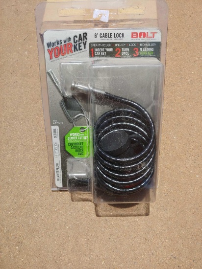 Bolt 6' cable lock, works with center cut key, Chevy, Cadillac, Buick, GMC