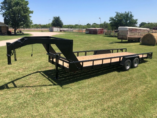 24' goose-neck, new paint, new floor, new lights with ramps (has title)