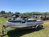 16' Deckette 1978, gasoline deck boat with 1978 Johnson 115hp motor mount transit is cracked