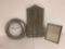 Clock, wooden sign , metal sign