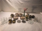 Assortment of glass items