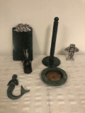 Green marble paper towel holder and serving board