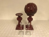 Red seramic ball with stands