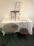 Iron glass top table and ice cream chairs