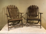 Set of two vintage wooden folding chairs