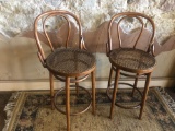 Rattan bentwood bar stools