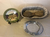 Painted plate, platter, basket