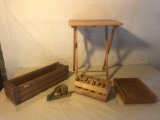 Wine corks and wooden boxes and TV tray