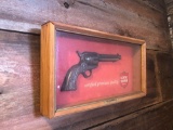 Shadow box with replica pistol