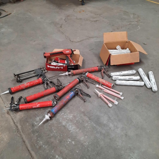 Caulking guns and sealant.