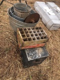 Wash tubs toolbox and coca cola box