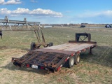 1997 MAGNUM TANDEM DUAL EQUIPMENT TRAILER WITH FOLD DOWN RAMPS, GOOD FLOOR, LIGHTS WORK, 20 ? with 5