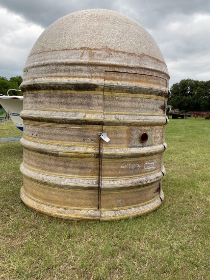 FIBERGLASS STORAGE BUILDING WITH SHELVES... 8FT TALL...