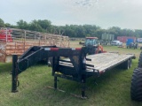 GOOSENECK FLATBED TANDEM DUAL TRAILER... 27 FT WITH A 5 FT DOVETAIL... 8FT WIDE... GOOD TIRES AND GO