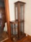 BOTH LIGHT UP ONE...CURVED GLASS CORNER CURIO HUTCH CABINET... ONE TALL CURIO HUTCH CABINET...