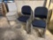 14 Blue stackable chairs. (One with corner torn) 5 Gray stackable chairs