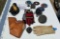 Box of Misc gloves, grinding disc and drill holster...