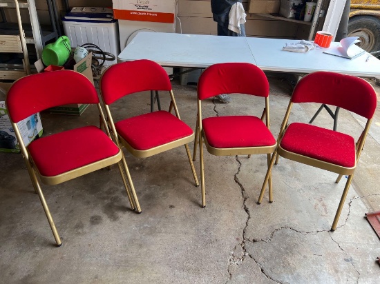 4... RED FOLDING CUSHION CHAIRS...