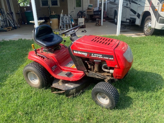 YARD MACHINE BY MTD RIDING LAWN MOWER... 13.5 HP... ... 6 SPEED... ...SHIFT ON THE GO... 38 INCH CUT