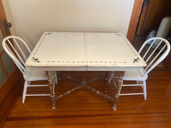 VINTAGE TABLE WITH TWO CHAIRS