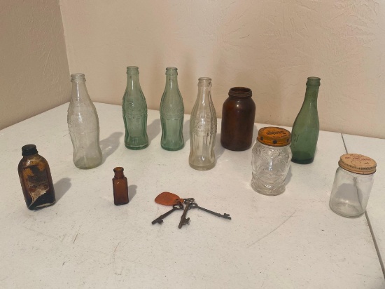 MISC VINTAGE BOTTLES AND JARS