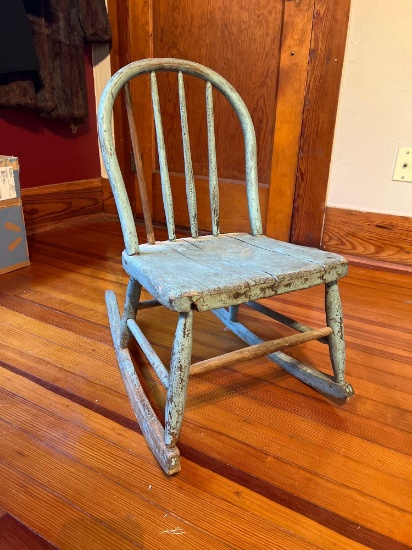 VINTAGE SMALL ROCKING CHAIR AND CUSHION