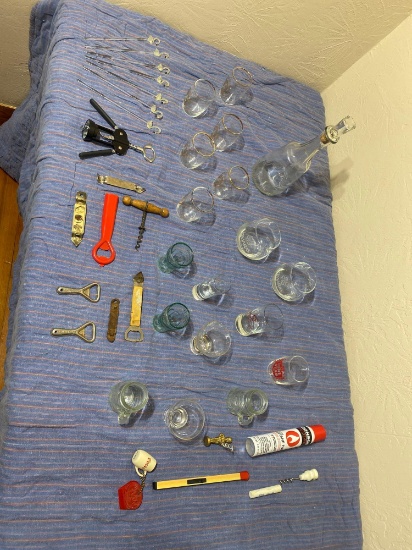 MISC SHOT AND WHISKEY GLASSES BOTTLE OPENERS AND CORK SCREWS DRINK STIRRERS