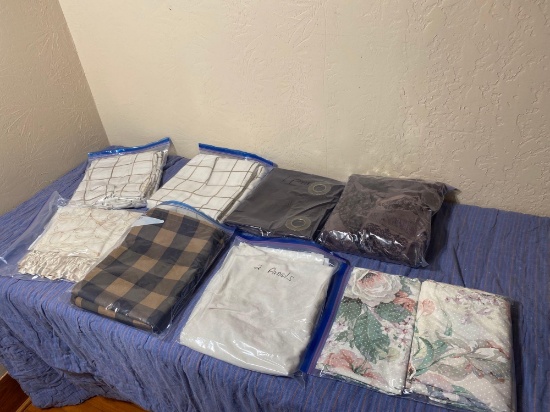 ASSORTMENT OF 8 DIFFERENT SETS OF CURTAINS