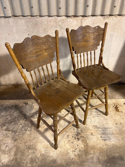 Two wooden swivel chairs. Good condition!