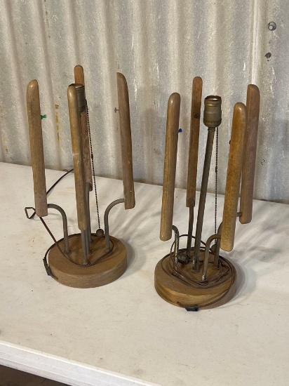 2 Wood lamps w/outshades....
