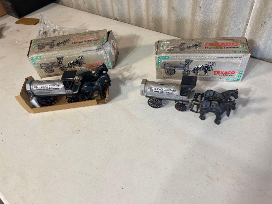 3 Texaco horse and trailer, two new in box, one out of box....