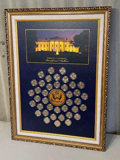 The Official Complete Collection of Dollar Coins (40 framed coins) of the United States of America.