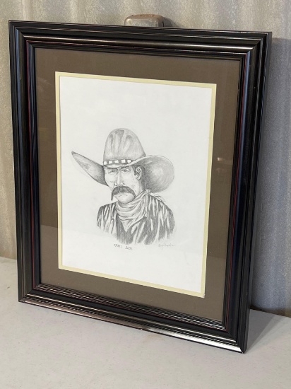 Framed pencil drawing. Trail Boss 18 x 21