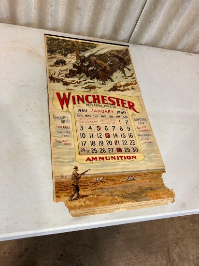 1960 Winchester calernder, bottom torn....