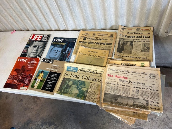Vintage newspapers and magazines.... (President Kennedy's Assassination Post and look magazines and