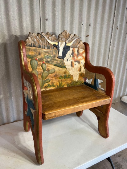 Hand carved wood bench. Great shape!