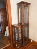BOTH LIGHT UP ONE...CURVED GLASS CORNER CURIO HUTCH CABINET... ONE TALL CURIO HUTCH CABINET...