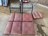 2 PATIO FOOT STOOLS & CUSHIONS